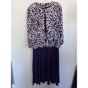 Jessica Howard Purple Floral 2 Piece Formal Dress/Jacket Matching Set Size 14/XL